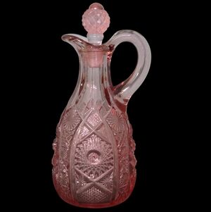 Vtg Imperial Glass Cruet Pink Octagon Bellaire Original Stopper MCM 50s **READ**